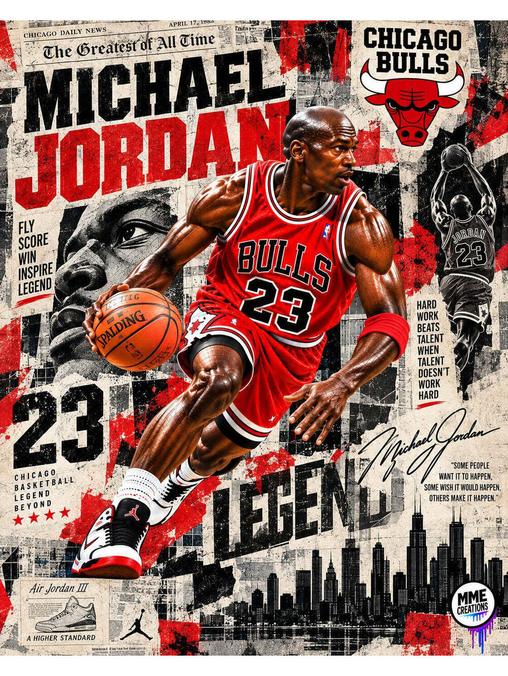 4730 Michael Jordan Newspaper Collage AG Collection 8x10 Sports Print